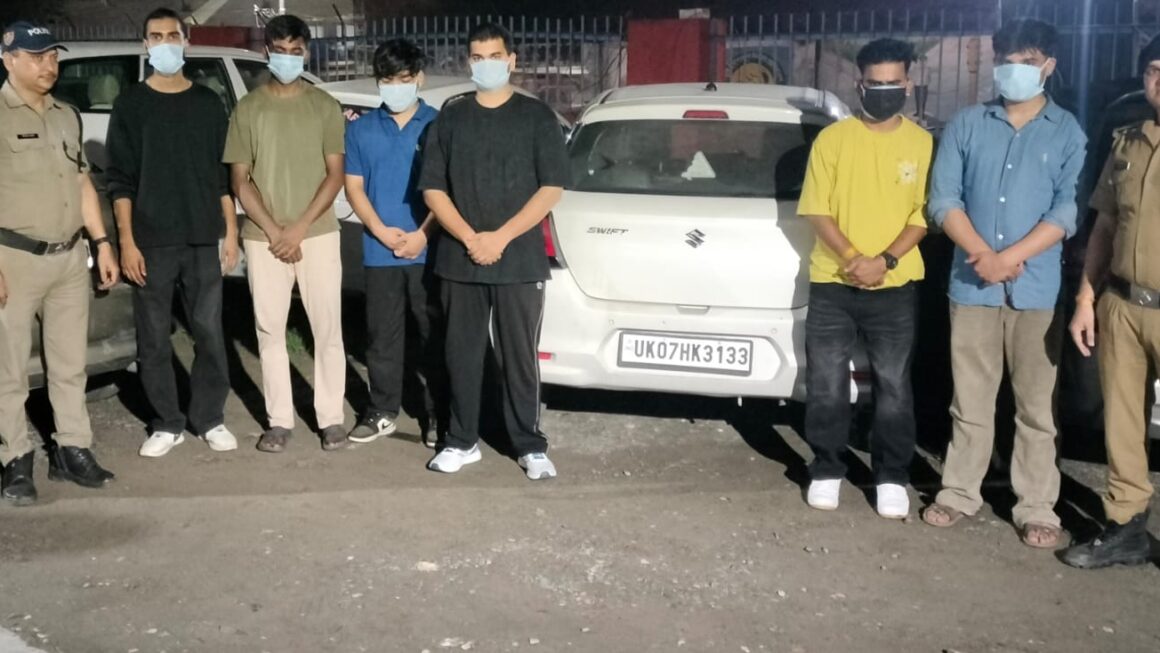 राजपुर रोड पर हुड़दंग पड़ा भारी, वायरल वीडियो के आधार पर 6 युवक हिरासत में, 2 कारें सीज